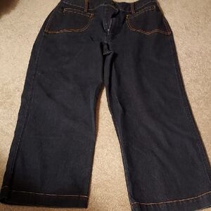 Chico's Dark Wide-Leg Jeans with Contrast Stitching